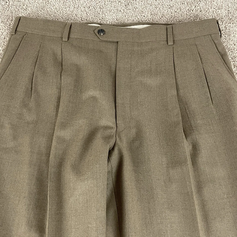 Burberry London Pantalones Para Hombres 346x30 Marrón Plisado Lana Vestido Formal Hecho en EE. UU. T583 Foto 2 de 4