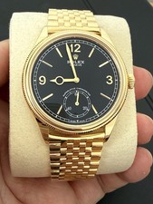 Rolex Perpetual 1908 Gold Automatic Men's Wristwatch Black Dial Box Papers