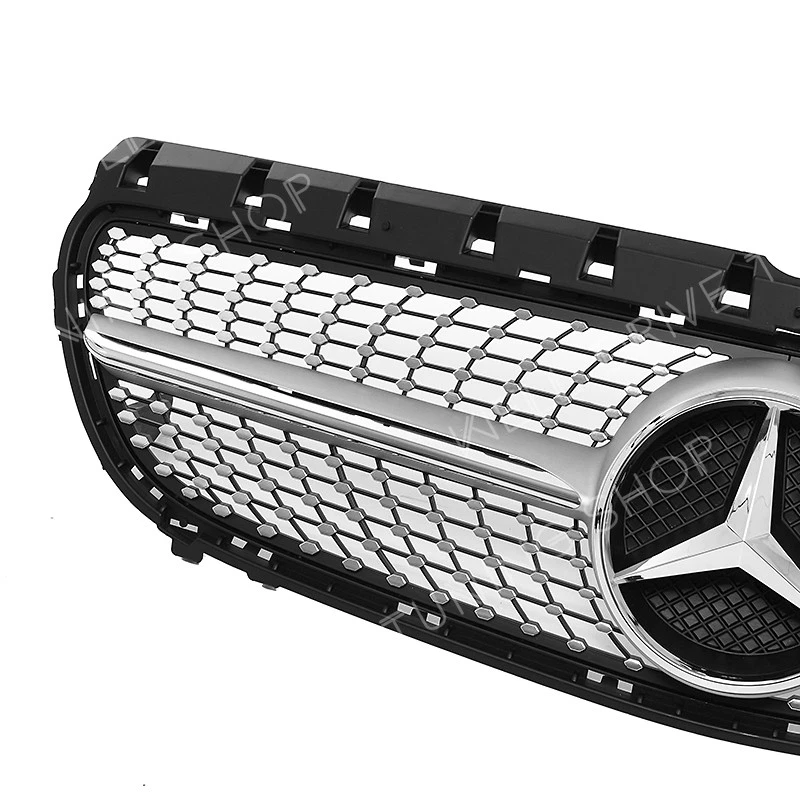 Silver Bumper Grille W/Star Fit For Mercedes Benz W246 15-19 B160 B180 B200 B250 - Image 4 of 4