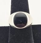 Vintage Sterling Silver Onyx Signet Cabochon Ring Size 8 Polished Modern - 8.0g