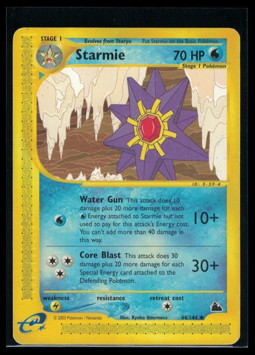 Pokemon Starmie TCG Skyridge Card 44/144 Regular - Vintage