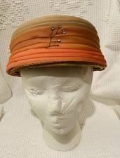 Vintage Chapeaux 1950s Straw Hat Rhinestone  Pink Trim Pillbox Style New No Tag