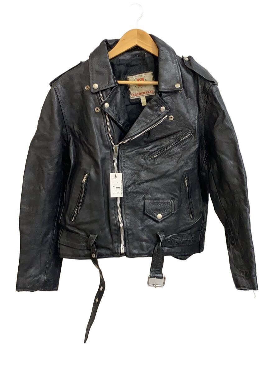 90S /Leather Ster/Double Riders Jacket/44/Leather/Blk 5599