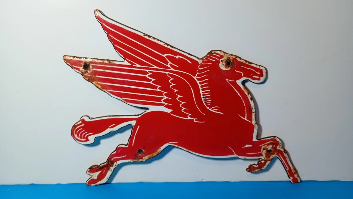Mobil　ペガサス　旗 Mobil Pegasus Sign Porcelain In Mobil Gas & Oil Advertising for