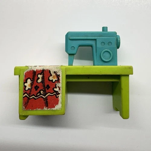 Vintage Fisher Price Little People Sewing Machine Green & Teal Sew