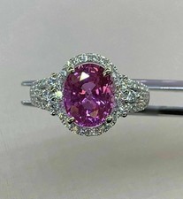 2.50Ct Oval Cut Pink Tourmaline Halo Women's Engagement Ring 14K White Gold Over