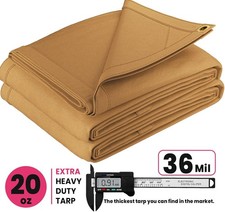PROTARP Heavy Duty Canvas Tarp Water & UV Resistant, 100% Virgin Tarpaulin Cover