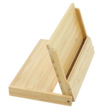 Light Yellow Bamboo Card Case with Lid Portable Business Card Holder for Men