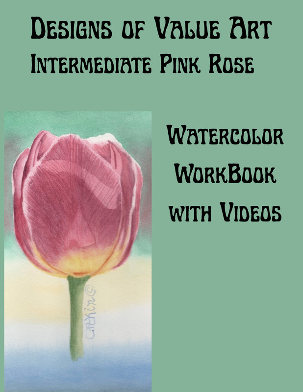Watercolor Workbook w Videos Intermediate Pink Tulip by Designs of Value Art