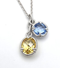 Collar Judith Ripka JR Herradura Plata Esterlina Cuarzo Azul Cristal Canario