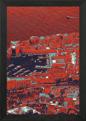 Luftaufnahme der Küstenstadt gerahmtes Wandbild Poster Leinwanddruck Bild