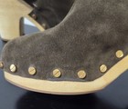 Veronica Beard Dacey Buckle Mules Stud Clogs Brown Leather Suede Heels Size 8 M  — photo 9