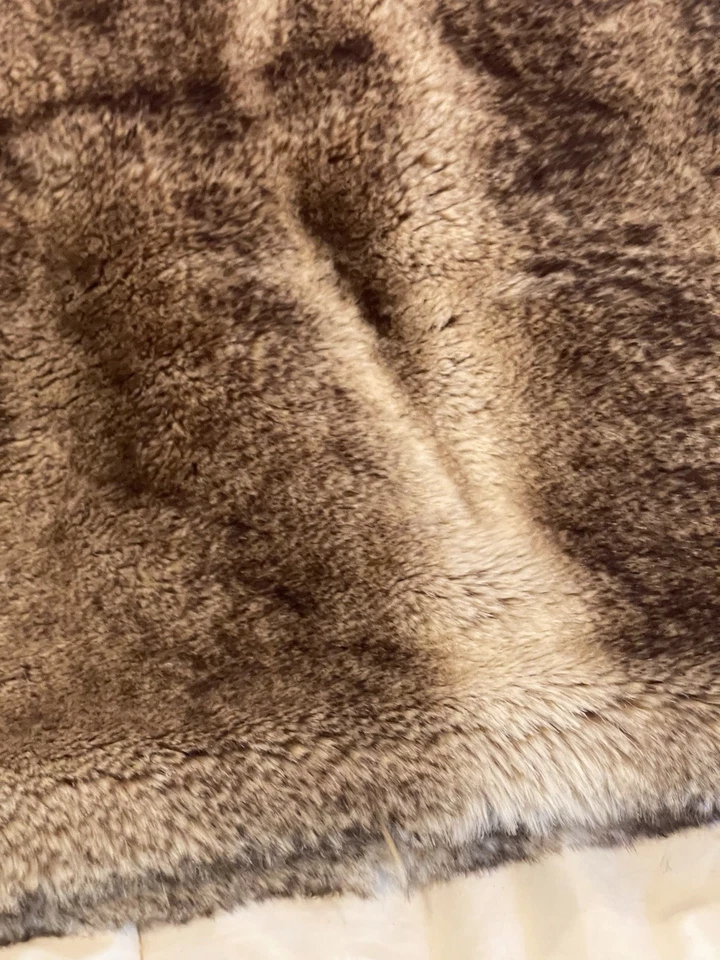 Pottery Barn Large Faux Fur Pillow Sham Cover 18"x18” Brown Taupe Zip Single - Image 3 of 4