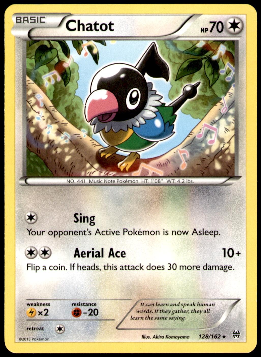 Chatot 128/162 Rare BREAKthrough Pokemon Lightly Played
