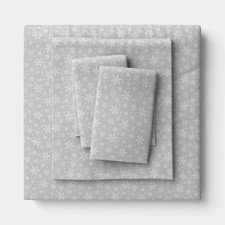 Queen Christmas Flannel Sheet Set Gray Snowflake - Wondershop