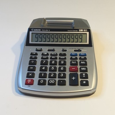 Canon P23-DH V Electronic Printing Calculator Clock and Calendar 12 Digits WORKS