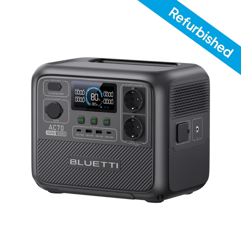 BLUETTI AC70 768Wh Powerstation 1000W Stromaggregate für Wohnmobil,Reise,Notfall - Bild 2 von 4