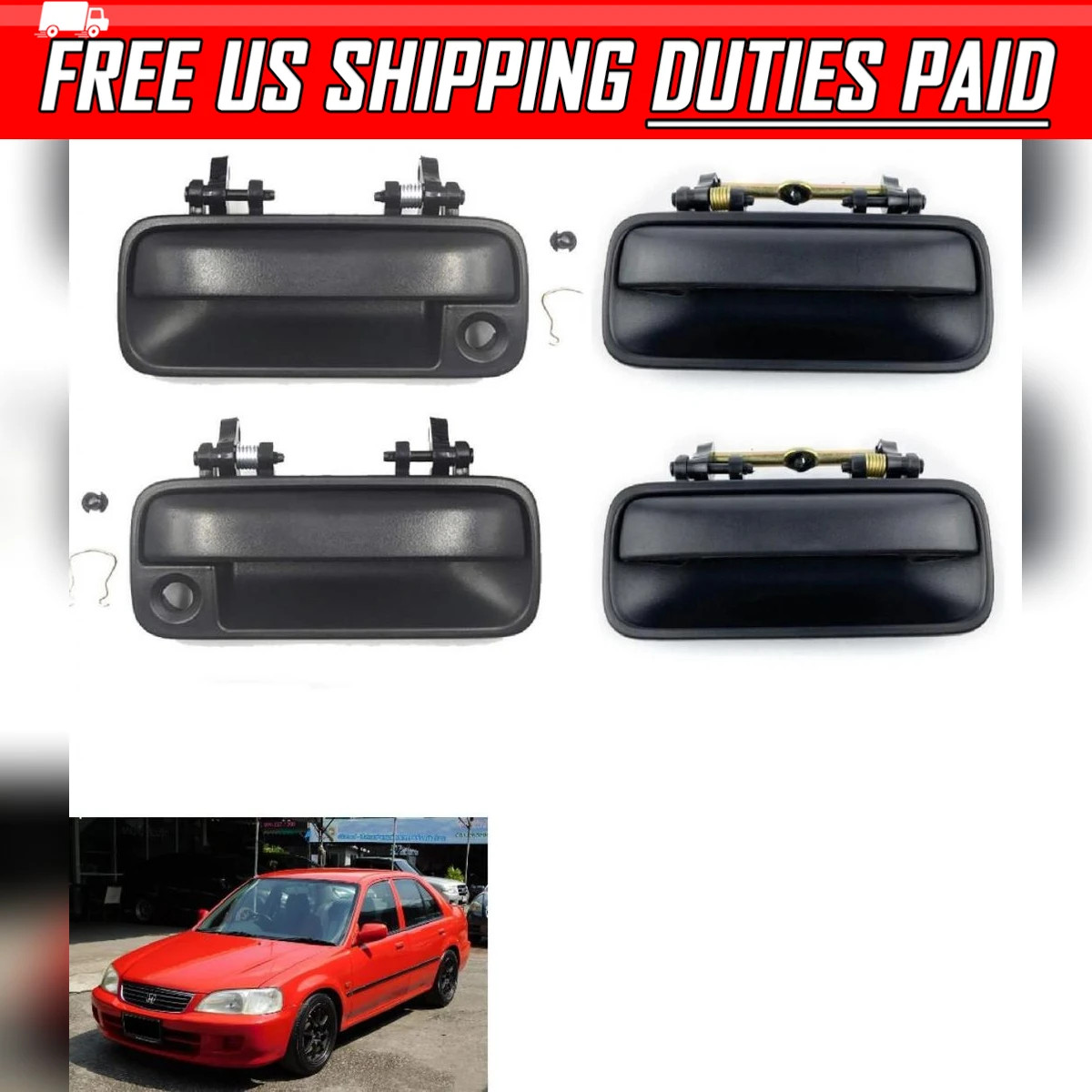 OLD city様 確認用 Exterior Door Handle Black Front Rear Fit Honda City 1996-2001