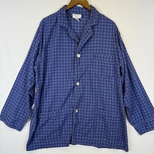Vintage Christian Dior Pajama Shirt Mens XL Sleep Shirt Blue Check Long Sleeve