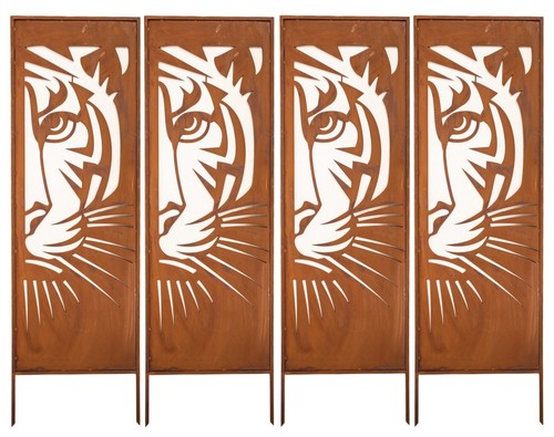 OSŁONA PRYWATNOŚCI 4x - RDZA DEKORACJA OGRODOWA 160x50CM OSŁONA PRZED WIATREM METAL WYGLĄD RDZY RDZA SZLACHETNA - Zdjęcie 1 z 5