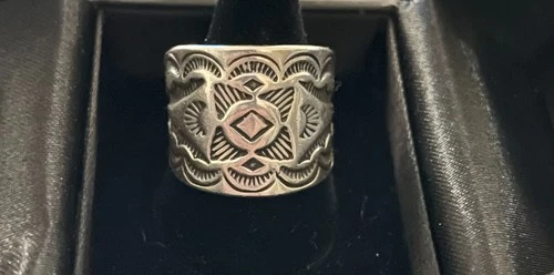 Carolyn Pollack Southwest Cigar Band Ring Sterling Silver Ring Size 9.75 Vintage