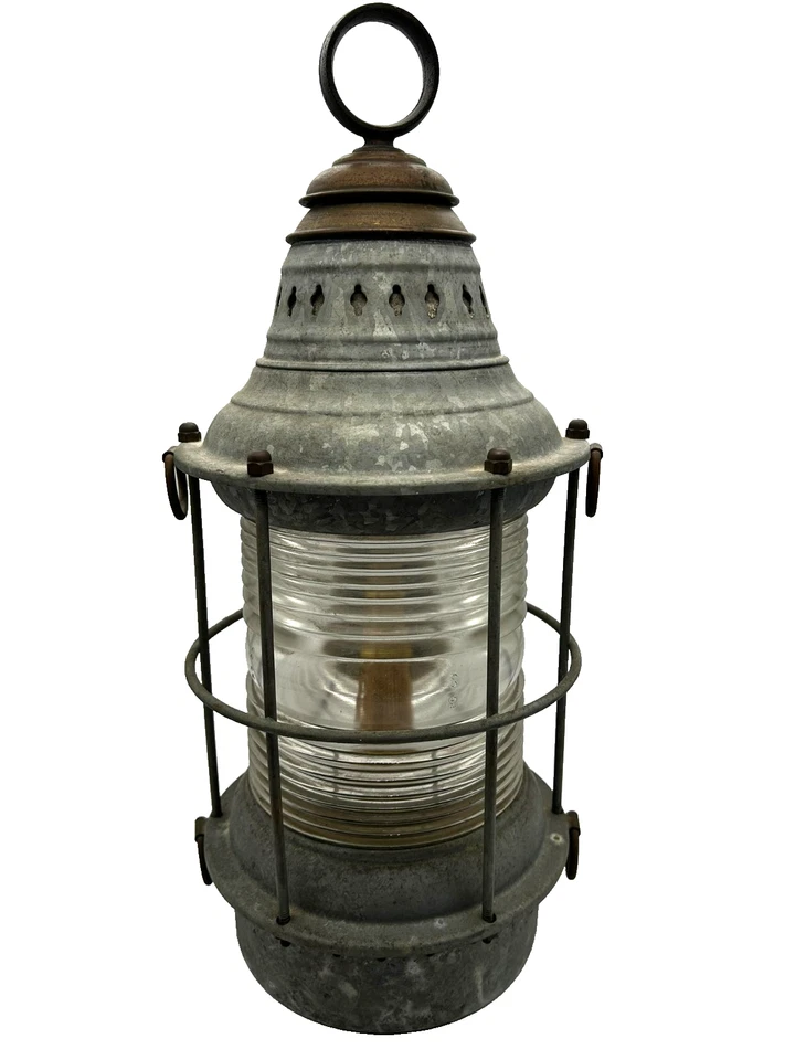 Antique Original Maritime Ship Light Lantern Kerosene Lamp Nautical Decor - Image 4 of 4