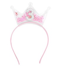 3rd Birthday Headband, Pink Glitter Three Birthday Crown for Girls Sparkling ...