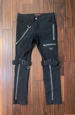 Tripp NYC Pants Mens 32x32 Zip Pockets Buckle Strap Black Gothic Punk Emo EUC