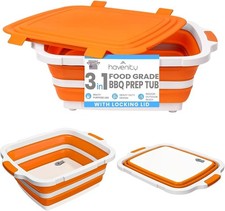 HAVENITY BBQ Prep Tub, 16L 8L Multifunctional Camping Cutting Board with lid