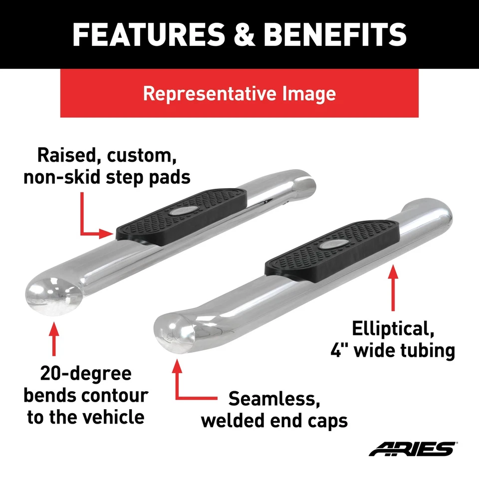 Aries 4in SS Oval Nerf Bars for 07-2018 Silverado/Sierra 1500/2500/3500 Standard Foto 4 de 4