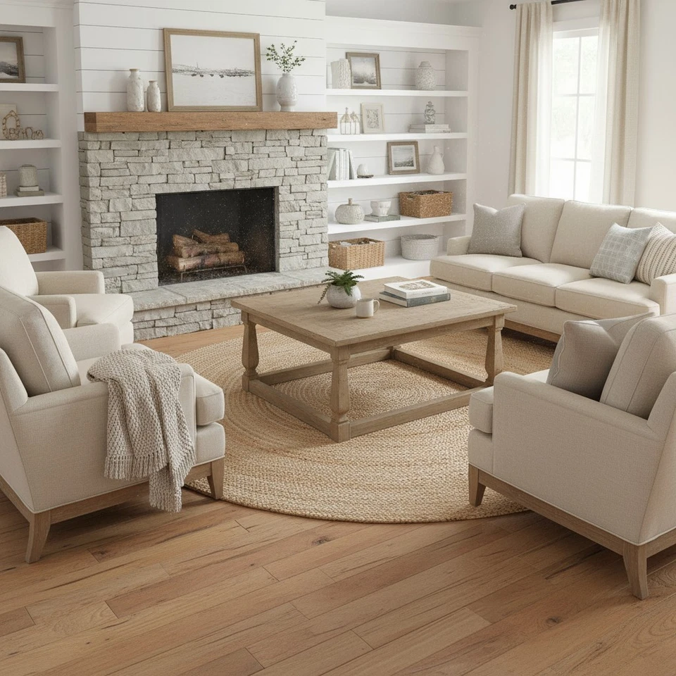 Jute Area Rug Natural Tan Beige 6 ft. Farmhouse Medium Sized Round Hand Woven - Image 3 of 4