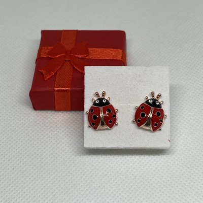 Marienkäfer Ohrringe mit Zirkonia mit Geschenkbox (portofrei) 