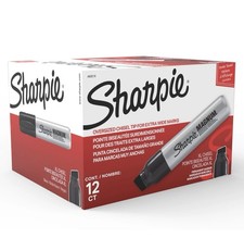 Sharpie Magnum Permanent Markers, Chisel Tip, Black, Pack of 12 
