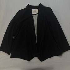 Cartonnier Anthropologie Black Open Front Blazer Striped Lining KT3688-APS 2X