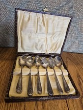 Set Of Six Silver Plated Demitasse Spoons In Presentation Box