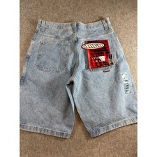 NEW VINTAGE 90s JNCO Mens Shorts Blue Denim Basic Four Jorts Skater Deadstock 38