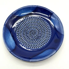 Simply Stoneware Garlic/Ginger Grater Cobalt Blue Round Ceramic Glossy