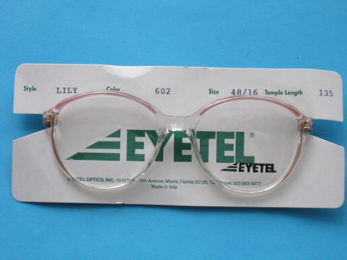 RETRO Pink Acrylic EYETEL Italian Vintage Rx Eyeglass Frames NOS 1980's  - Picture 1 of 2