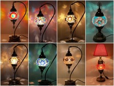 Turkish Moroccan Lamp Tiffany Glass Colourful Desk Table Lamp - UK Certified