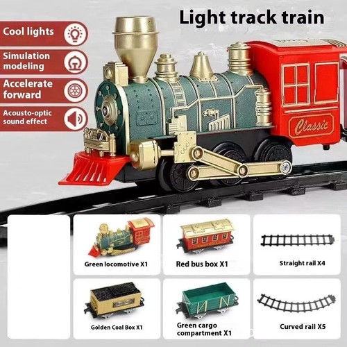 Toy Train Set for Kids with Sounds & LED Lights Electric Locomotive Cargo - Picture 3 of 6