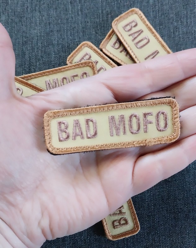 Lot of 10 ~ BAD MOFO ~ TAC BAG HAT Funny Morale Patches ~ Brown Hook & LOOP