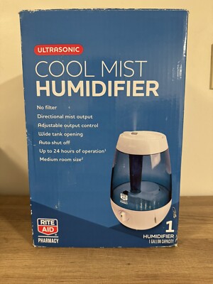 Rite Aid Ultrasonic Cool Mist Humidifier- One Gallon Capacity - New