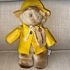 Eden Toys Paddington Bear Yellow Rain Coat 9" Vintage 1981 Name Tag No Boots