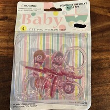 4 Ct Pink Baby Shower Cake Decorations/Baby Shower Favors- Crystal Pacifiers
