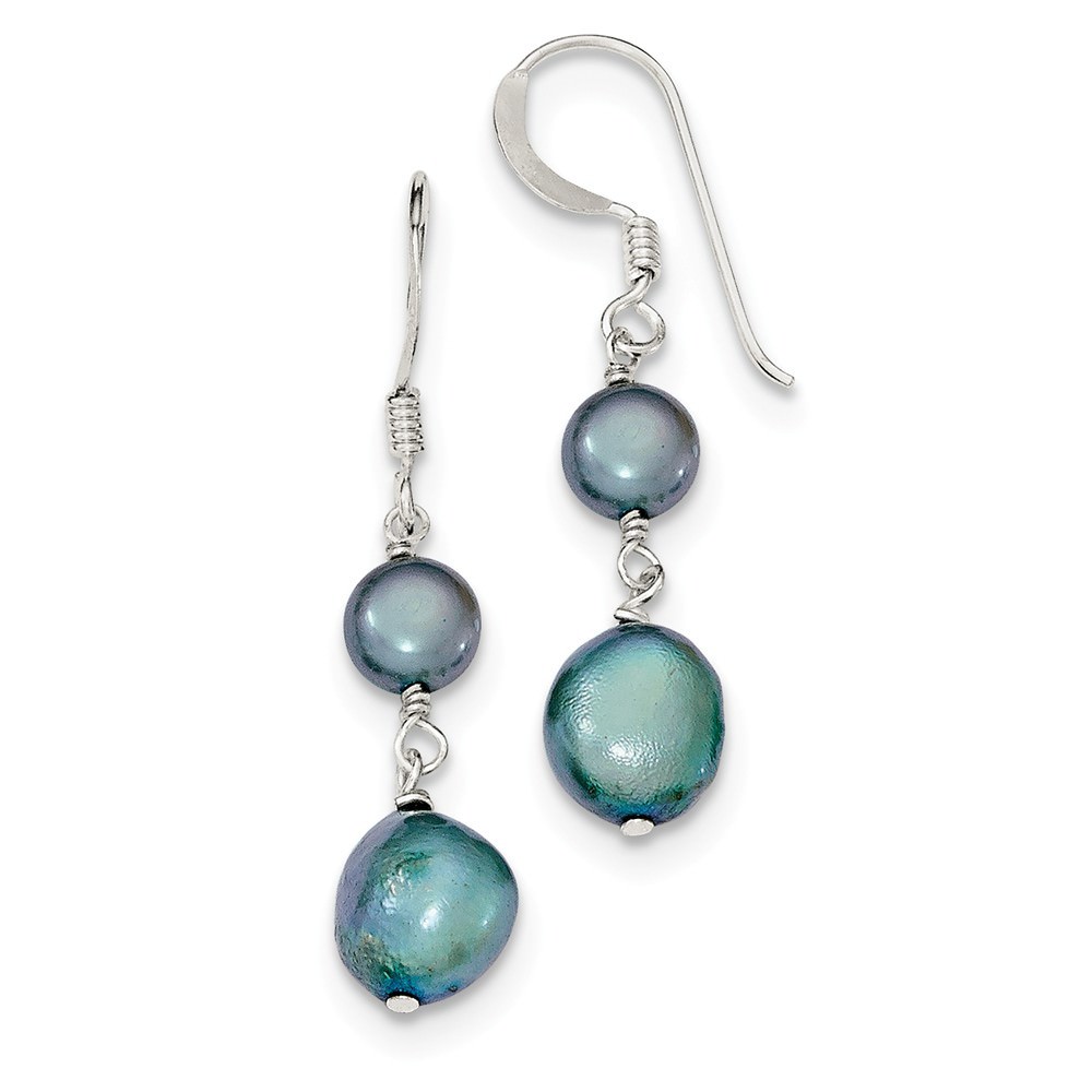 925 Sterling Silver Blue-Green FW Cultured Pearl Earrings | eBay