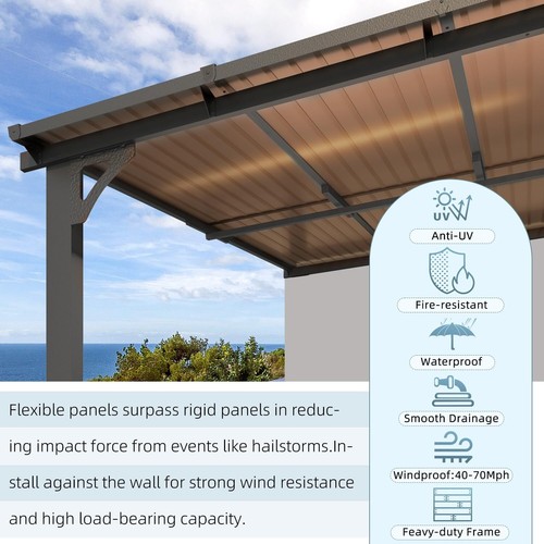Outdoor Adjustable Height Gazebo for Patio, Large Metal Wall-Mounted Pergolas - Picture 14 of 35