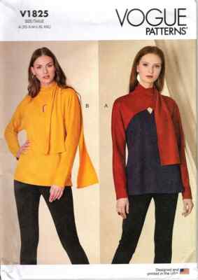 EASY Vogue Sew Pattern V1825 Misses XS - XXL Top  Scarf Neckline  Long Sleeve