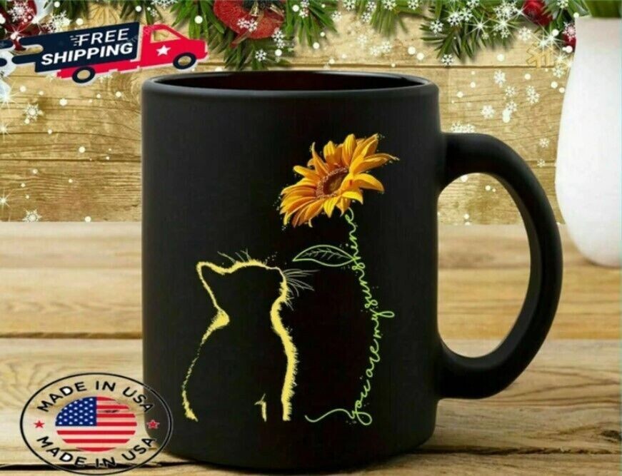 You Are My Sunshine Cat With Sunflower Coffee Mug 11OZ Gift For Sunflower Lover