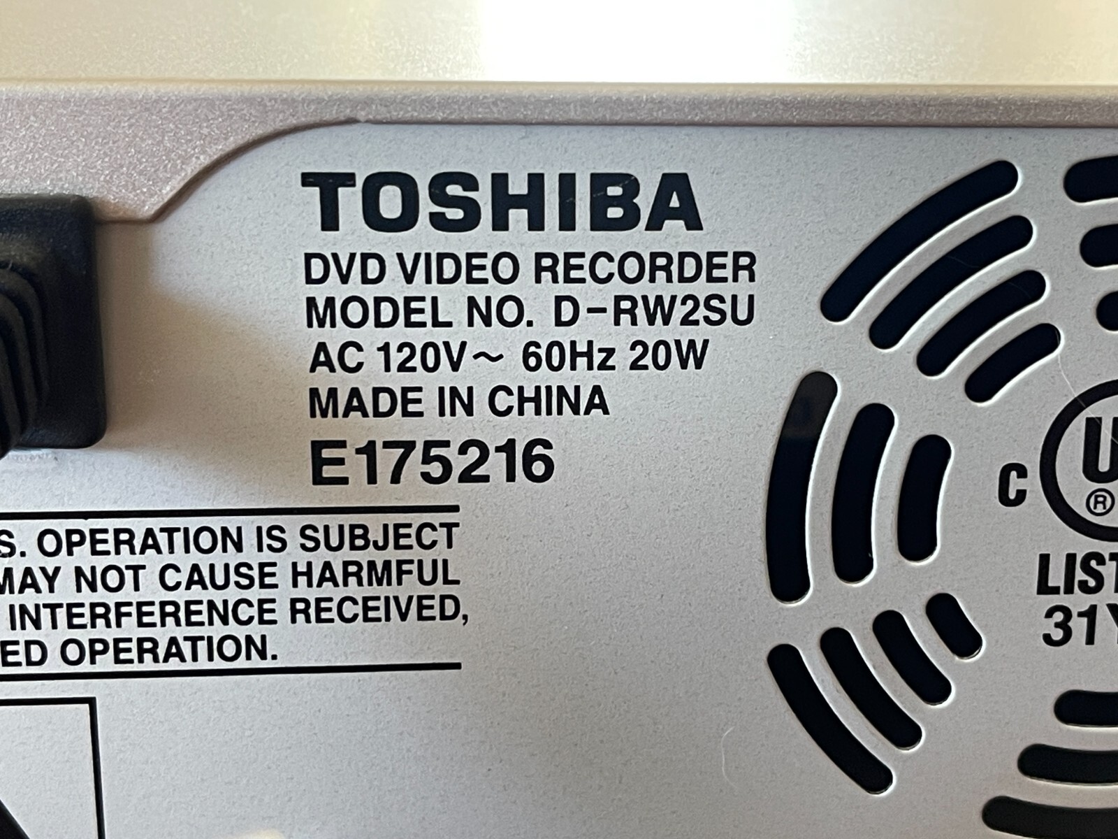 Toshiba DRW2 DVD Recorder Player Progressive Scan DRW2SU Tested With