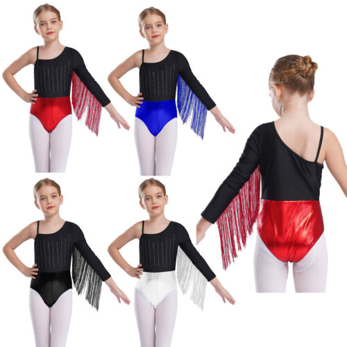 Kids Girls Unitard Performance Rompers Rhinestones Bodysuit Training Leotard - Picture 5 of 34